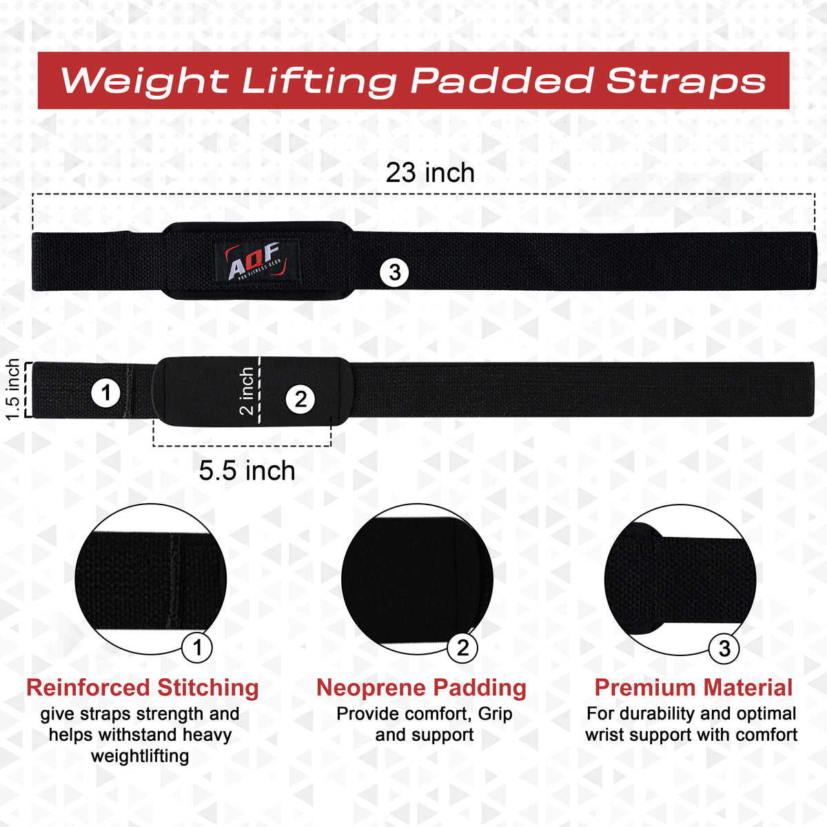 AQF 18" Weight Lifting Wrist Wraps and 21" Straps Kit AQF Sports