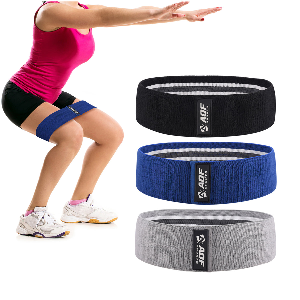 AQF Hip Resistance Bands, Pack of 3 - Sculpt and Tone Your Body