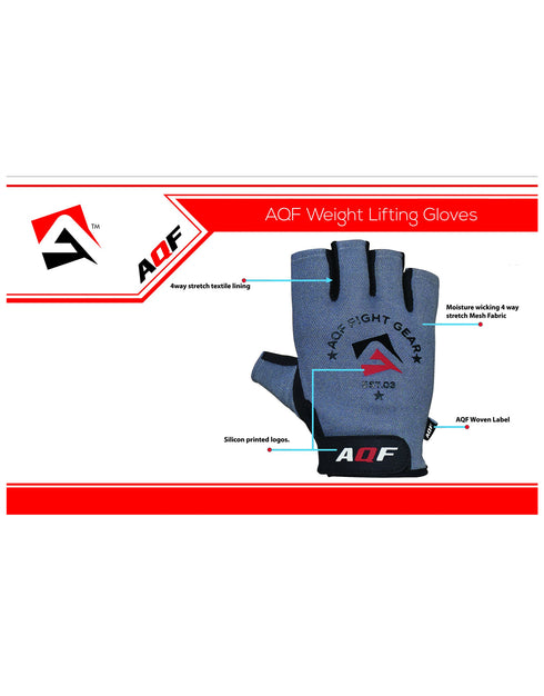 Size chart of Grey AQF Weight Lifting Gloves 4-Way