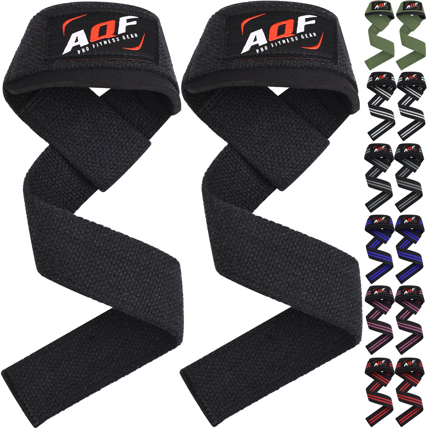Color Variations of AQF Weightlifting Padded Wrist Straps 