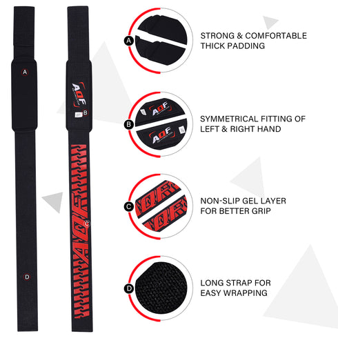 AQF Weightlifting Gelgrip Padded Wrist Straps - AQF Sports