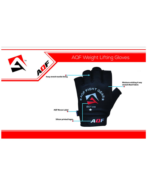Size chart of Black AQF Weight Lifting Gloves 4-Way