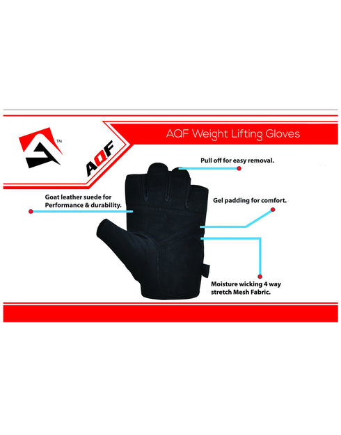 Size chart of Black AQF Weight Lifting Gloves 4-Way