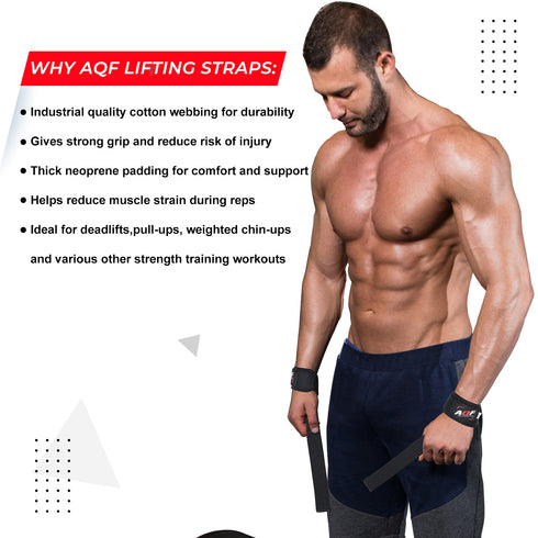 AQF Weightlifting Gelgrip Padded Wrist Straps - AQF Sports