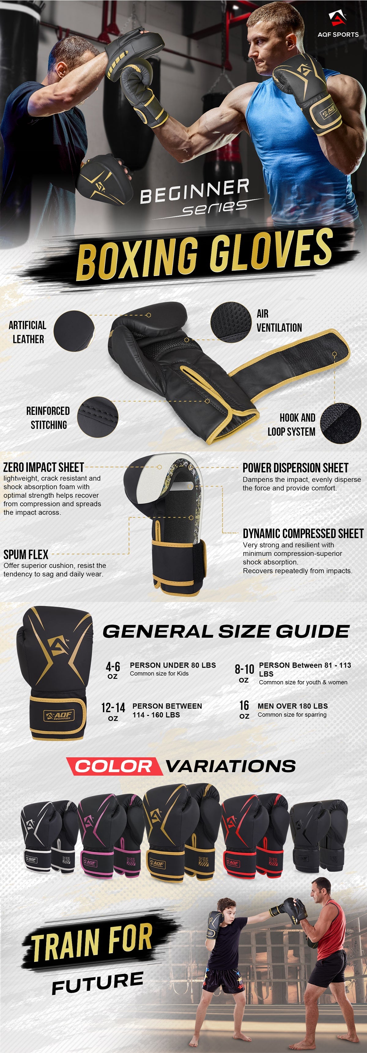  Boxing Training Gloves - Beginner Series - AQF Sports