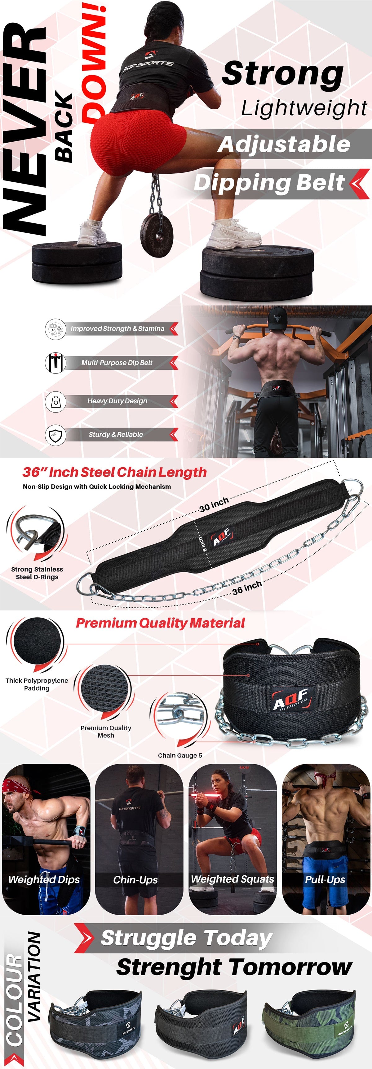 AQF Lightweight and Adjustable Dipping Belt  - AQF Sports