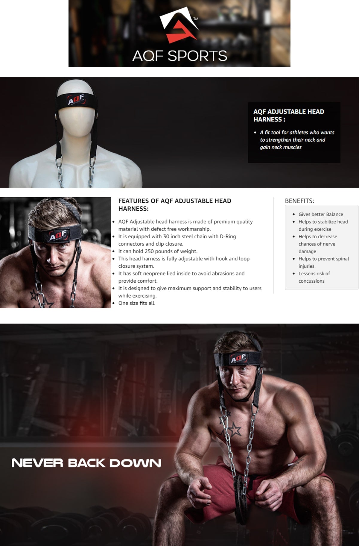Features of AQF Head Harness