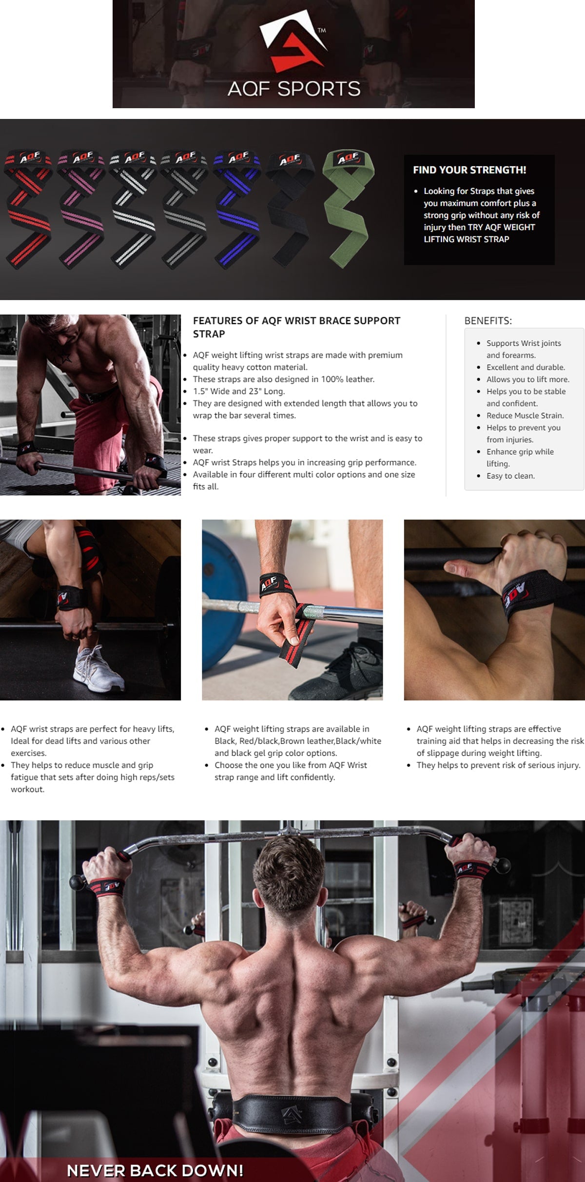 AQF Weightlifting Wrist Straps - AQF Sports