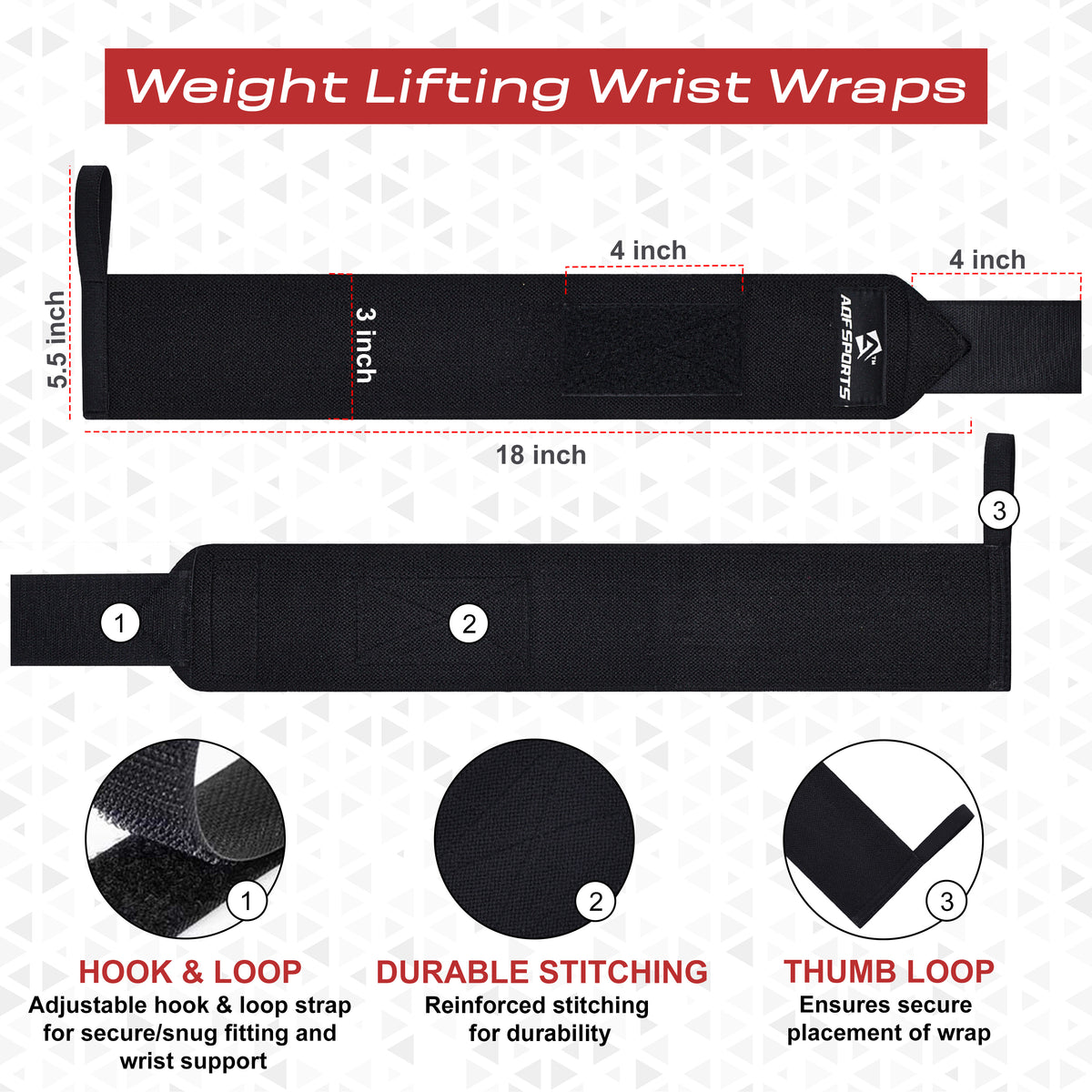 AQF 18" Weight Lifting Wrist Wraps and 21" Straps Kit AQF Sports