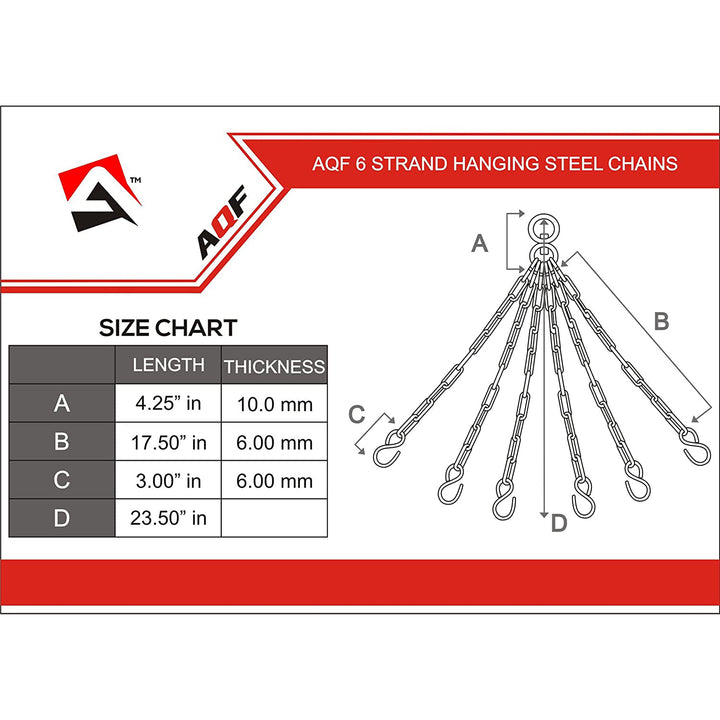 Size chart of AQF Punch Bag 6 Hook Chain