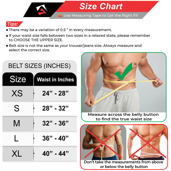 Size Chart Of Neoprene Weightlifting Belt