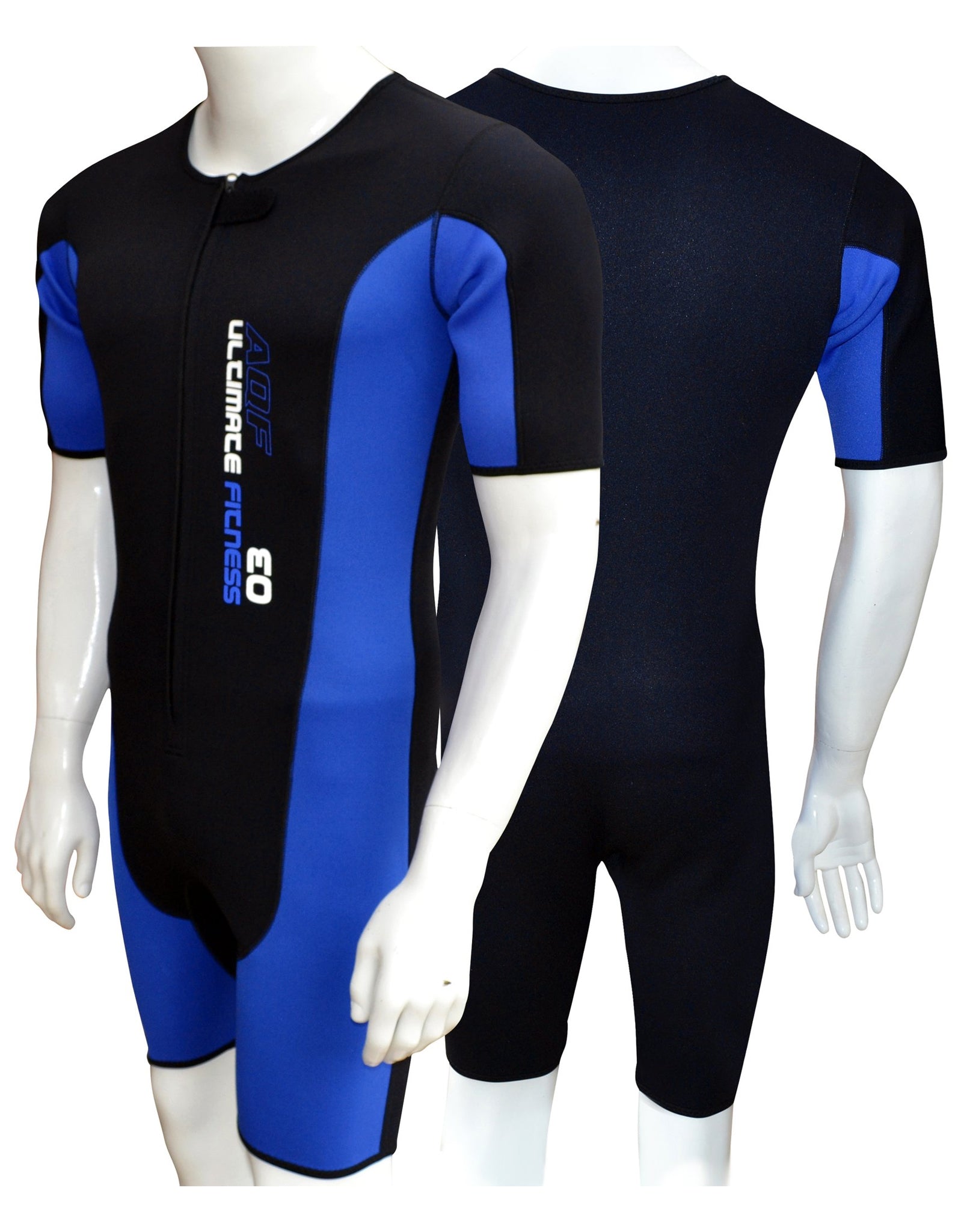 AQF Neoprene Sweat Sauna Suit in Black & Blue