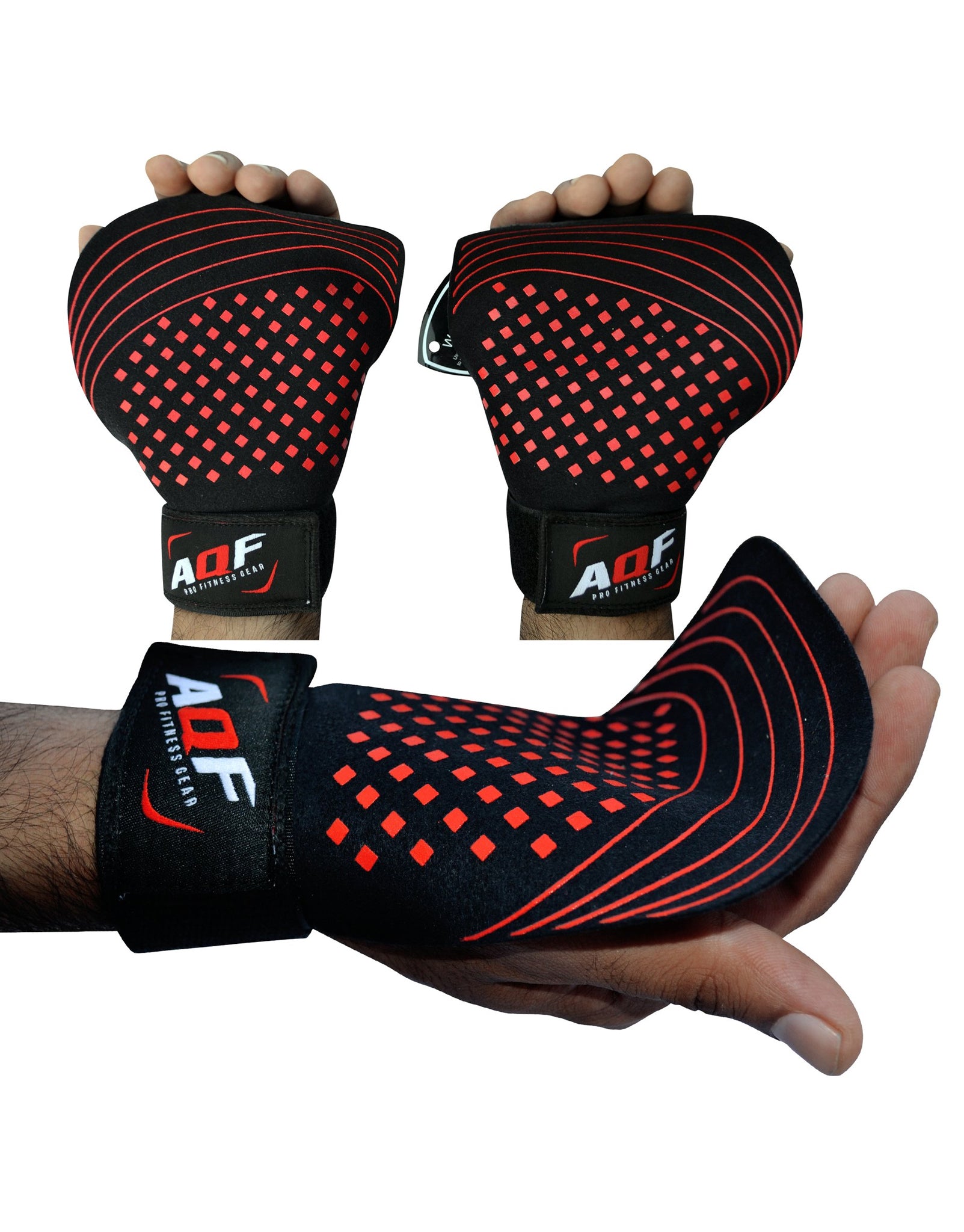 AQF Leather Weight Lifting Gel Palm Grip