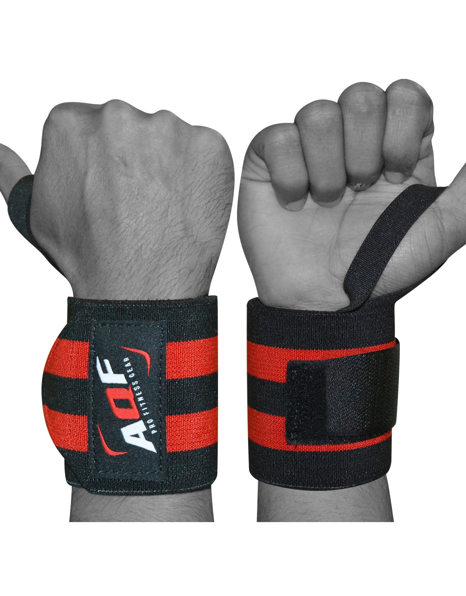 Black & Red Weight Lifting Wrist Wraps Bandage - AQF Sports