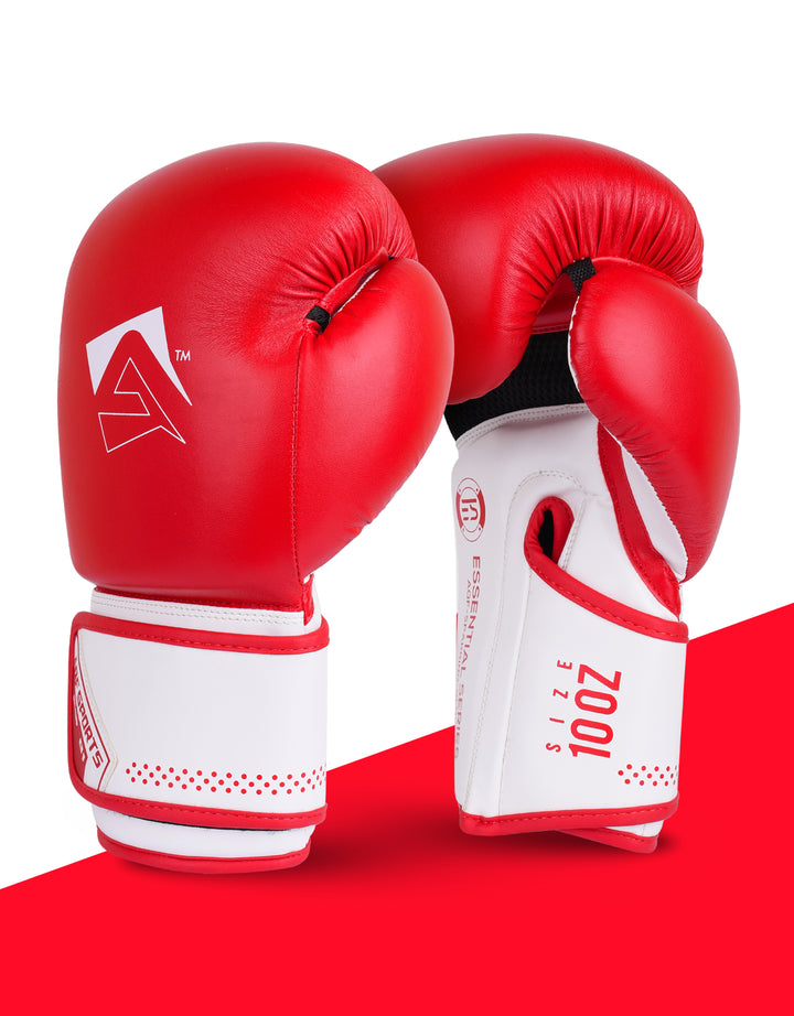 AQF  Red and White Boxing Training Gloves - Essential Series - AQF Sports