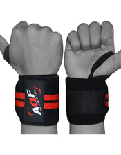 Black & Red AQF Weight Lifting Wrist Wraps Bandage