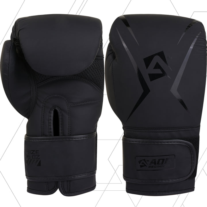 Matte Black AQF Boxing Training Gloves - Beginner Series 