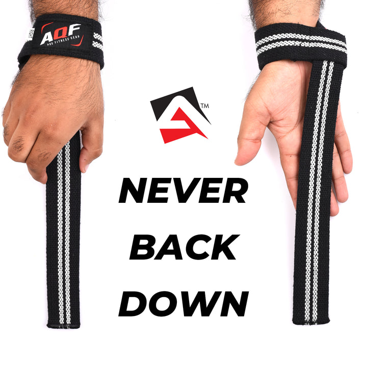 Black & White Gym Wrist Straps - AQF Sports