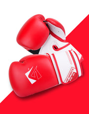 AQF Red and White Boxing Training Gloves - Essential Series - 12oz
