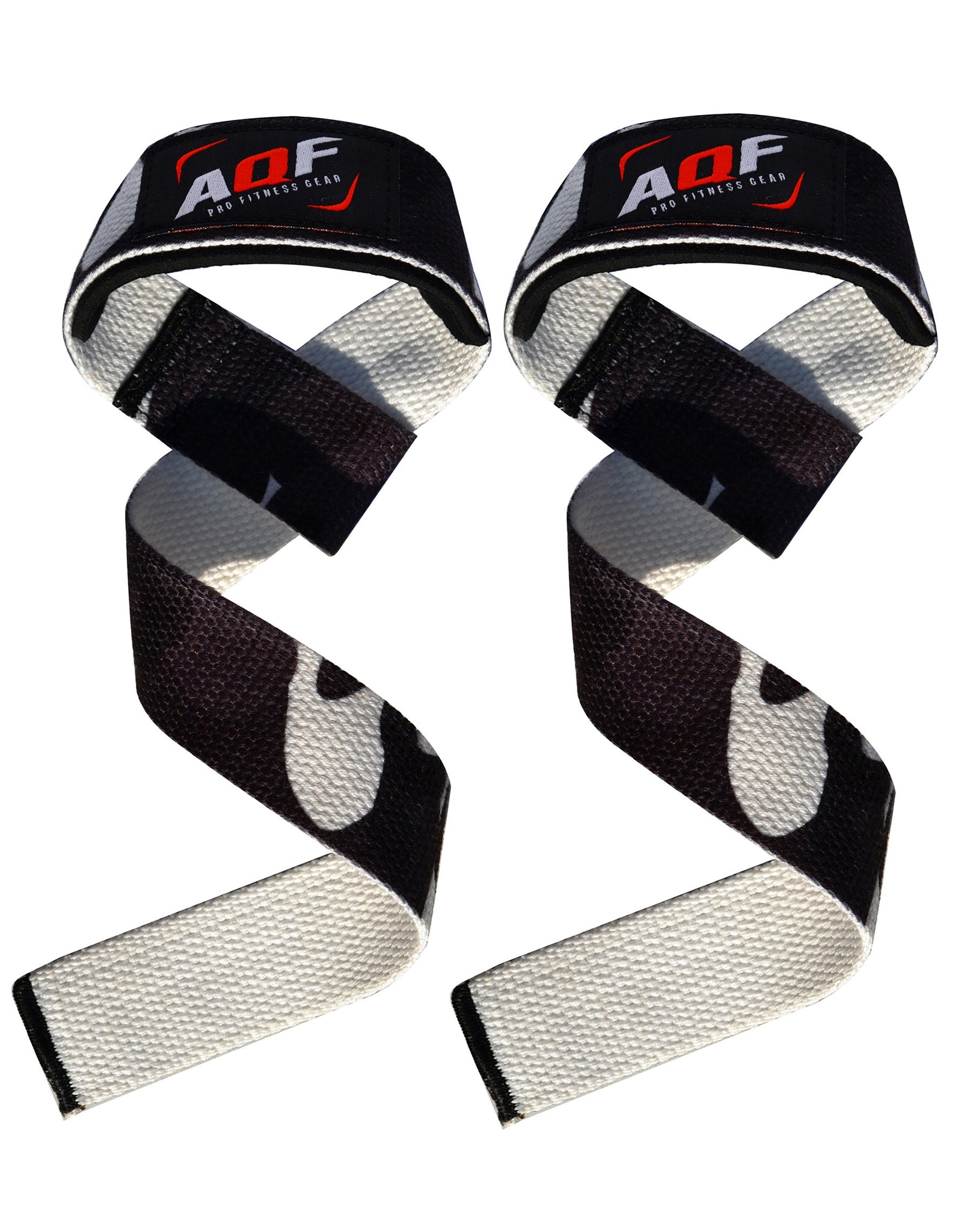 Grey Camo AQF Weight Lifting Padded Wrist Straps