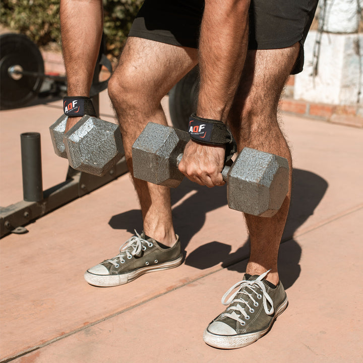 Black Weight Lifting Padded Wrist Straps - AQF Sports