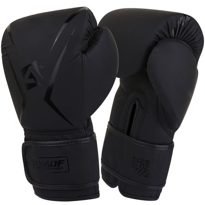AQF Black size 16oz Boxing Training Gloves - Beginner Series 