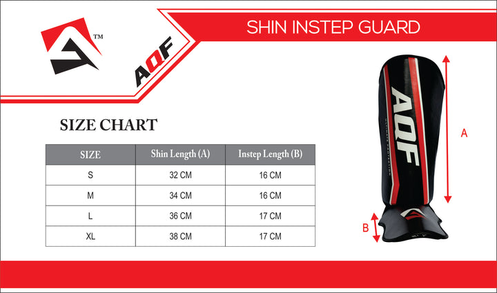 Size chart of AQF Shin Guard