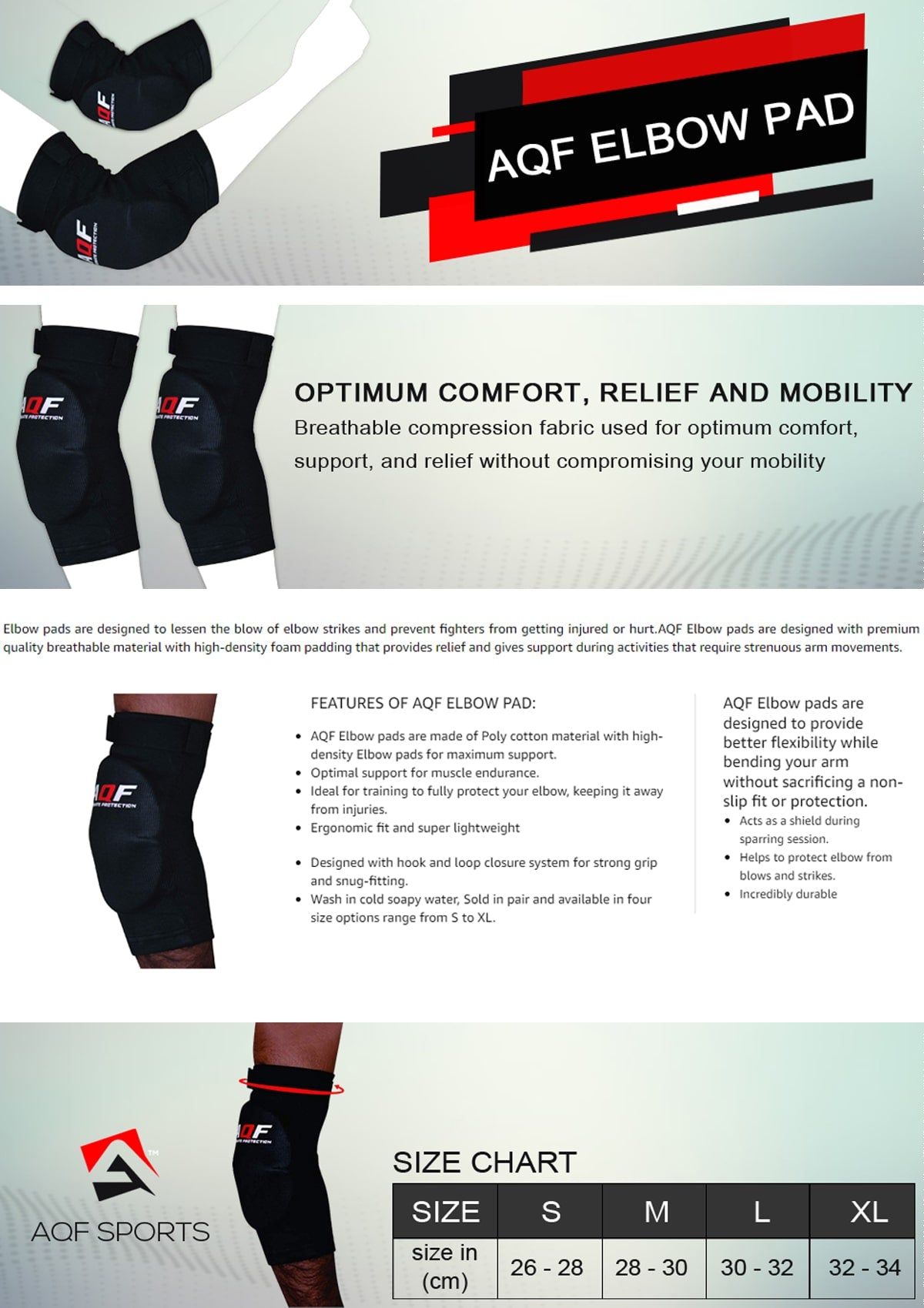 Features of AQF Elbow Support Pads 