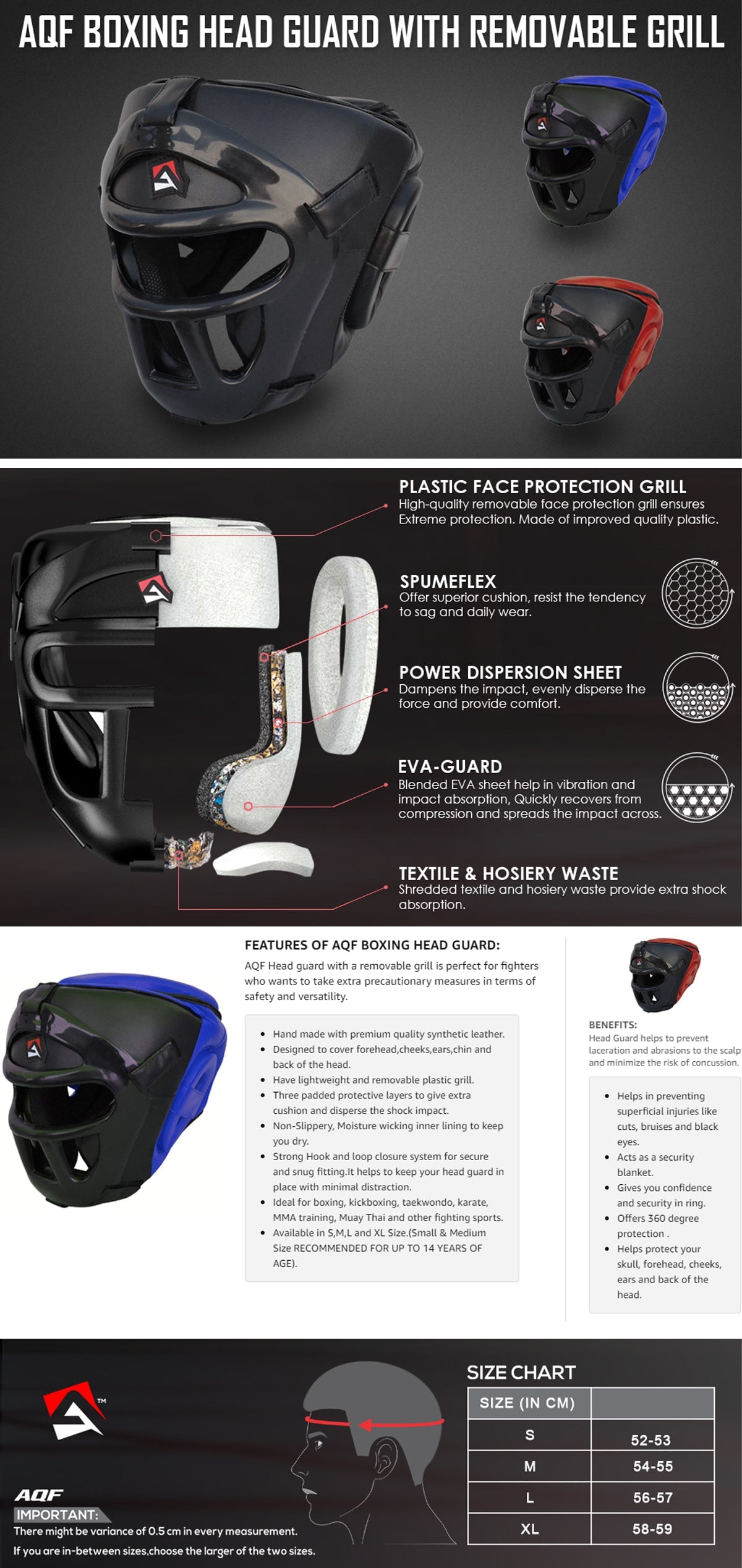 Features of AQF Boxing Head Gear