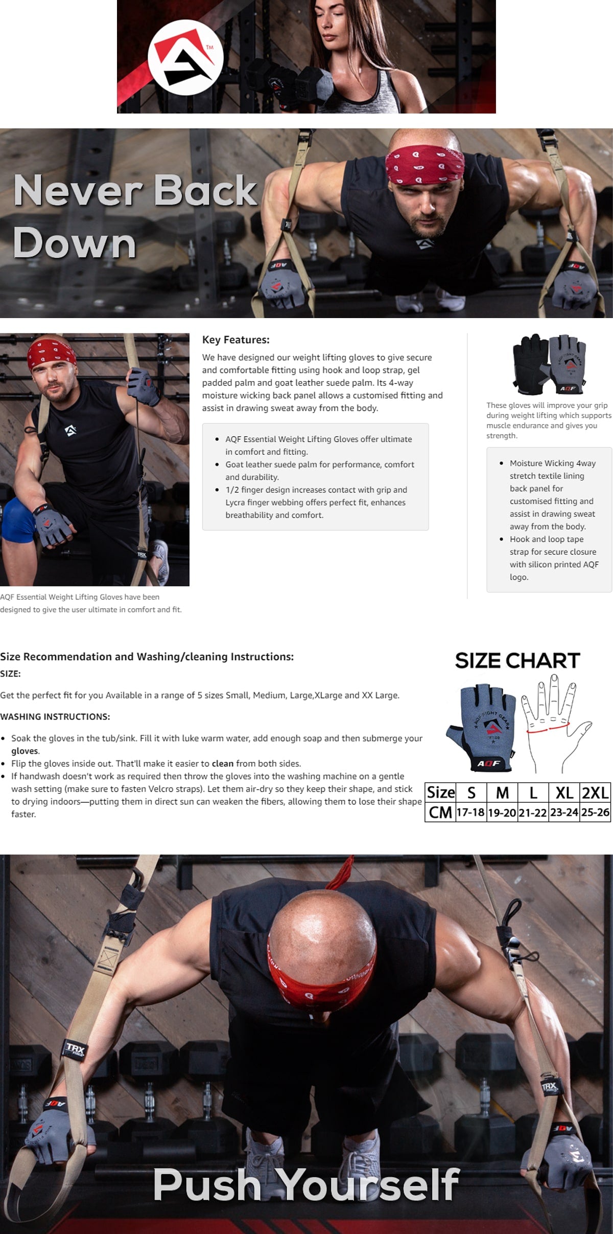 Key features of AQF Weight Lifting Gloves 4-Way 
