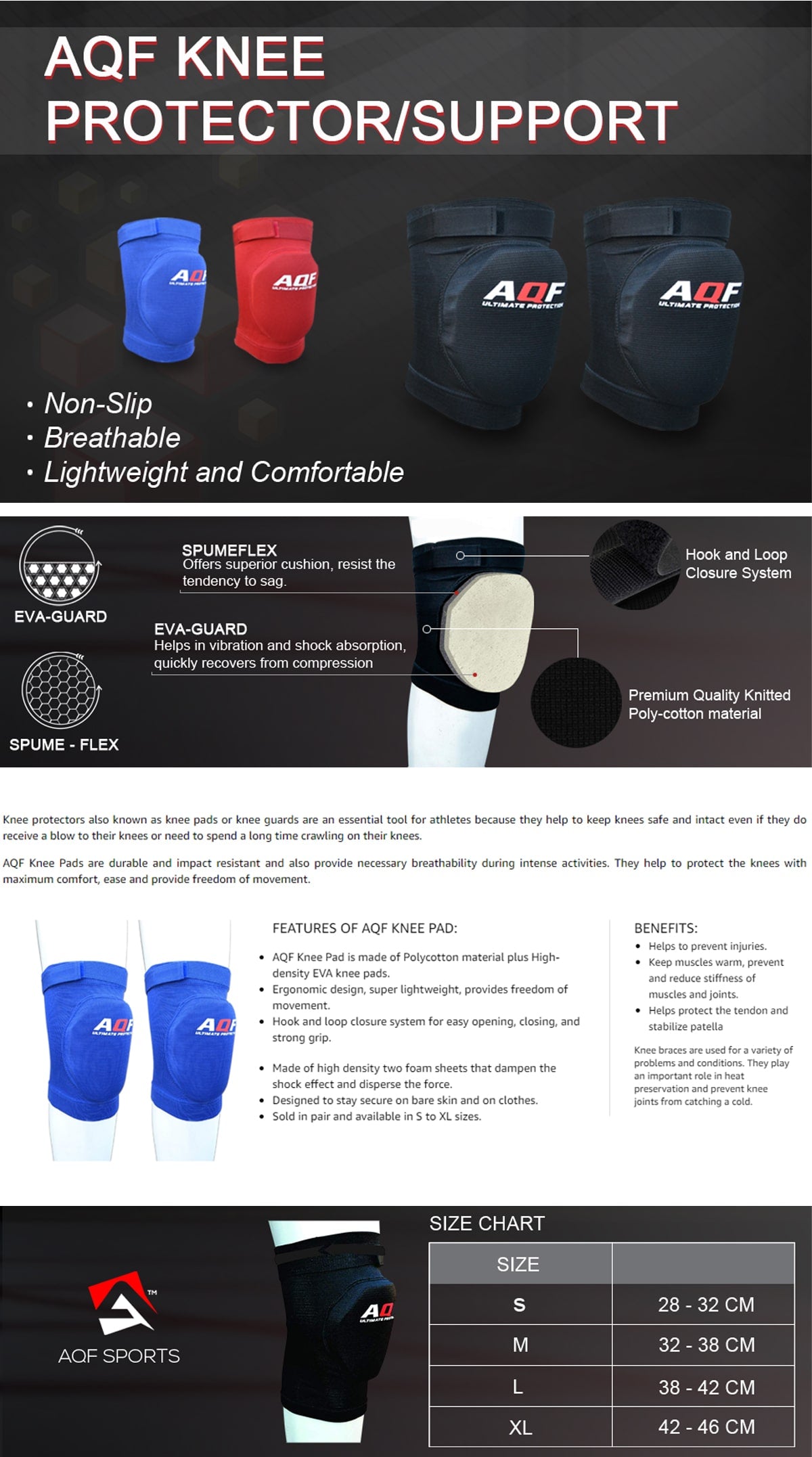 Features of AQF Knee Pad Protectors
