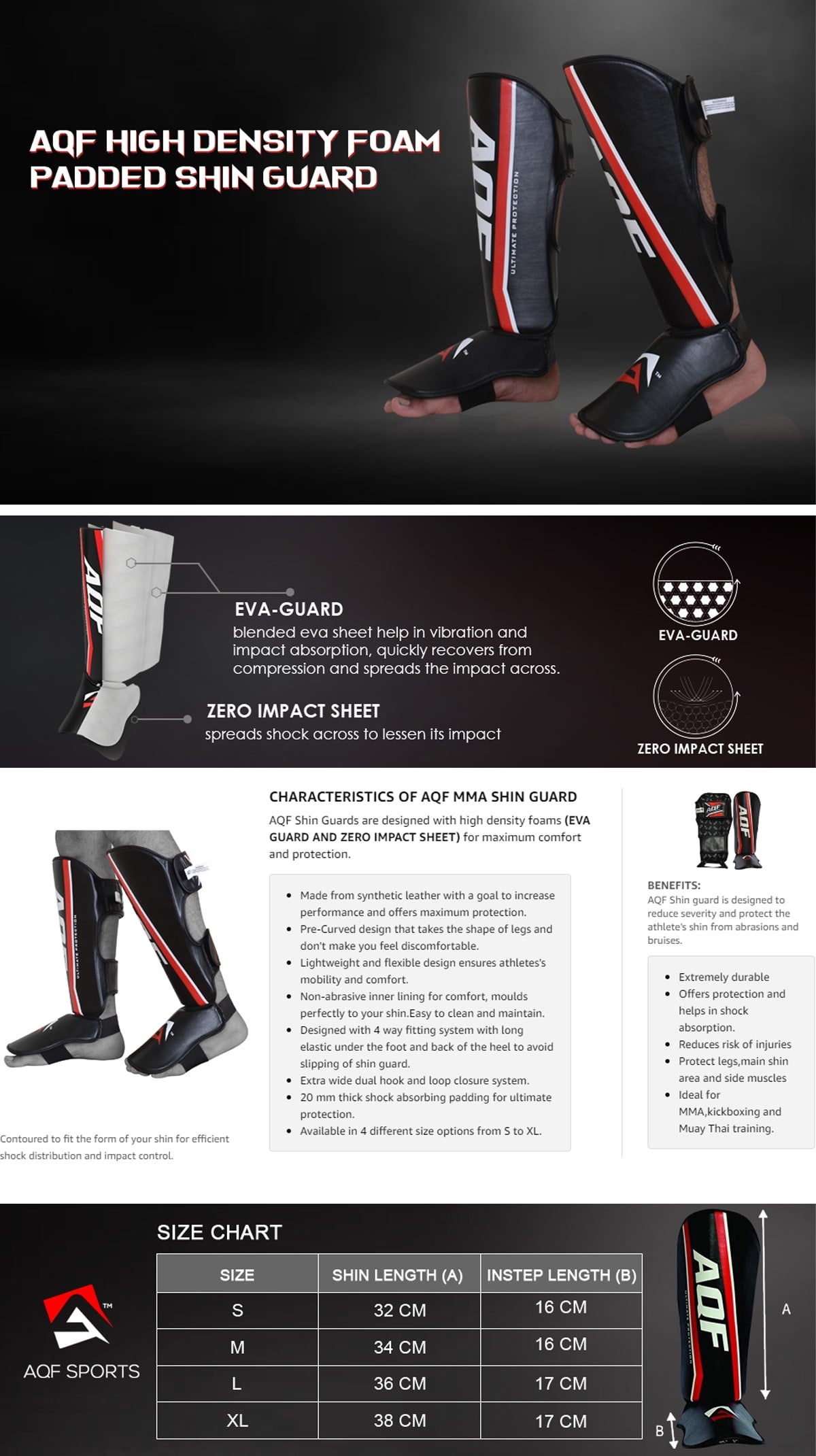 AQF Shin Instep Guards Synthetic Leather - AQF Sports